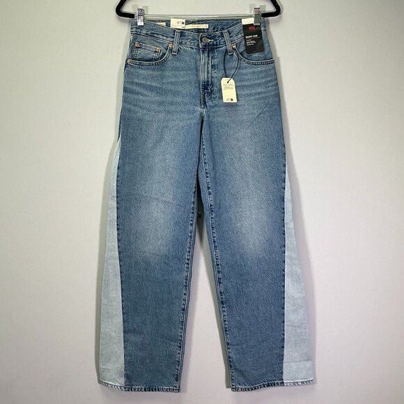 Levi's Premium Baggy Pieced Women's Size 25x32 Blue Denim Dad Jeans NWT - Picture 1 of 5